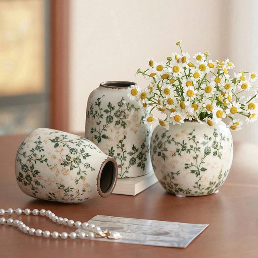 Ice Cracked Ceramic Vase Handmade Vase Bohemian Art Home Decoration Living Room Office Decoration Dried Flower Display Vase