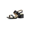 5Cm thick heel leather sandals women's summer new retro word with square head open toe middle heel soft-soled slippers women