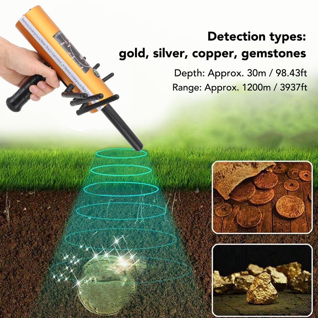 Underground Metal Detector with Compass 1200M Range 30M Depth Sensitive Handheld Treasure Finder Scanner for Copper Gold Silver Gemstones