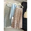 Spring and summer plaid printing mesh skirt women's high waist and thin A-shaped long skirt casual pleated pendulum skirt