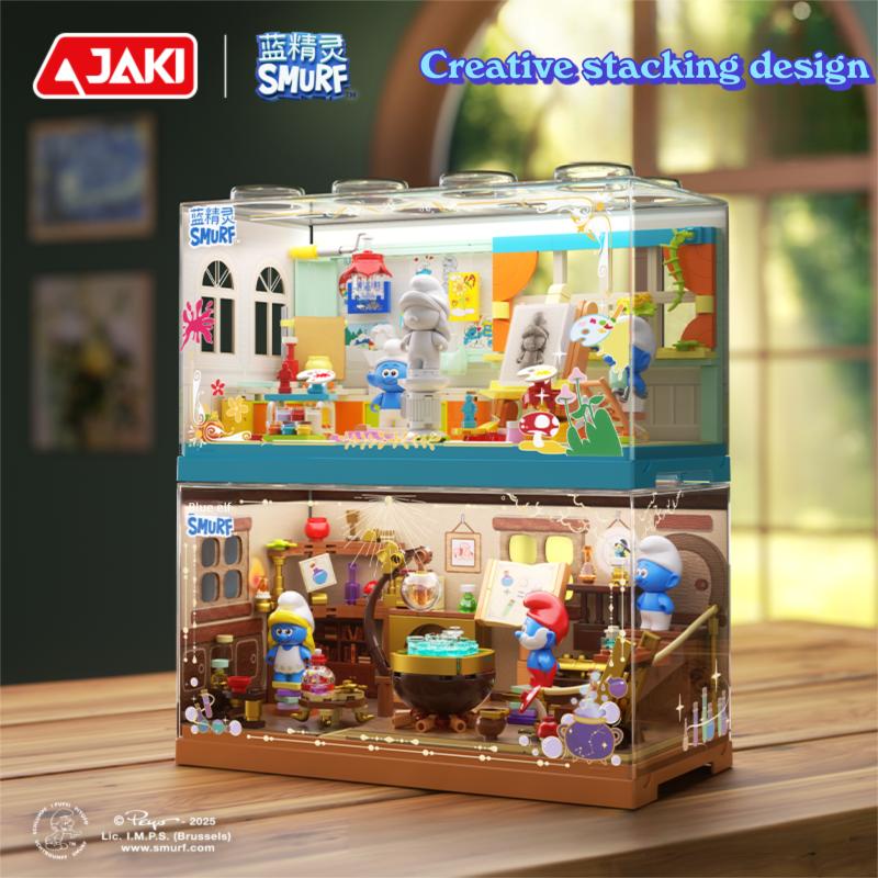 Ungiftige Schlümpfe Malzimmer Magisches Haus Bausteine Cartoon Hütte Modellsteine Mit Staubschutz Kinder Lernspielzeug Feiertagsgeschenke