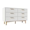 Bedroom Dresser Storage Cabinet, Chest of Drawers with 6 Drawers, White Sideboard Drawer Cabinet High Board for & All Living Rooms, Closet