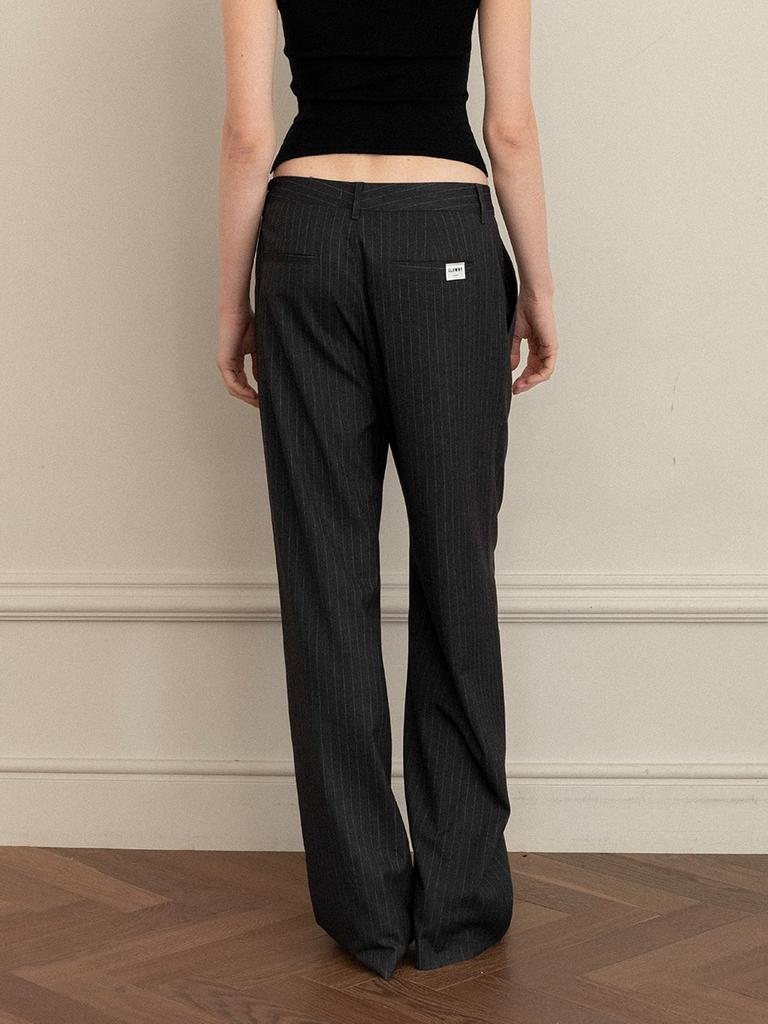 GLOWNY G Gentle Wide Leg Pinstripe Pants (Gray)