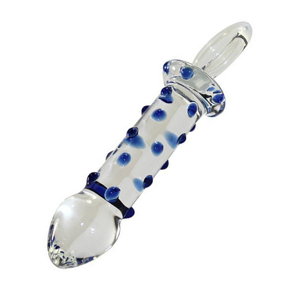 Glass Blue Dots Clear Crystal Quantity Wand Plug