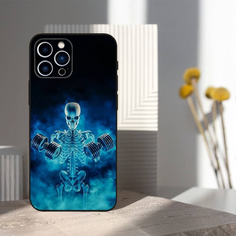 Fitness Art Bodybuilding Phone Case For iPhone 16,15,14,13,12,11 Plus,Pro Max,XS,X,XR,SE,Mini,8,7,Soft Silicone Black Cover