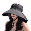 Summer Outdoor Sunscreen Sun Hat with Ponytail Hole Hat Female Korean Version Fashion Big Eaves Shawl Bucket Hat Tide