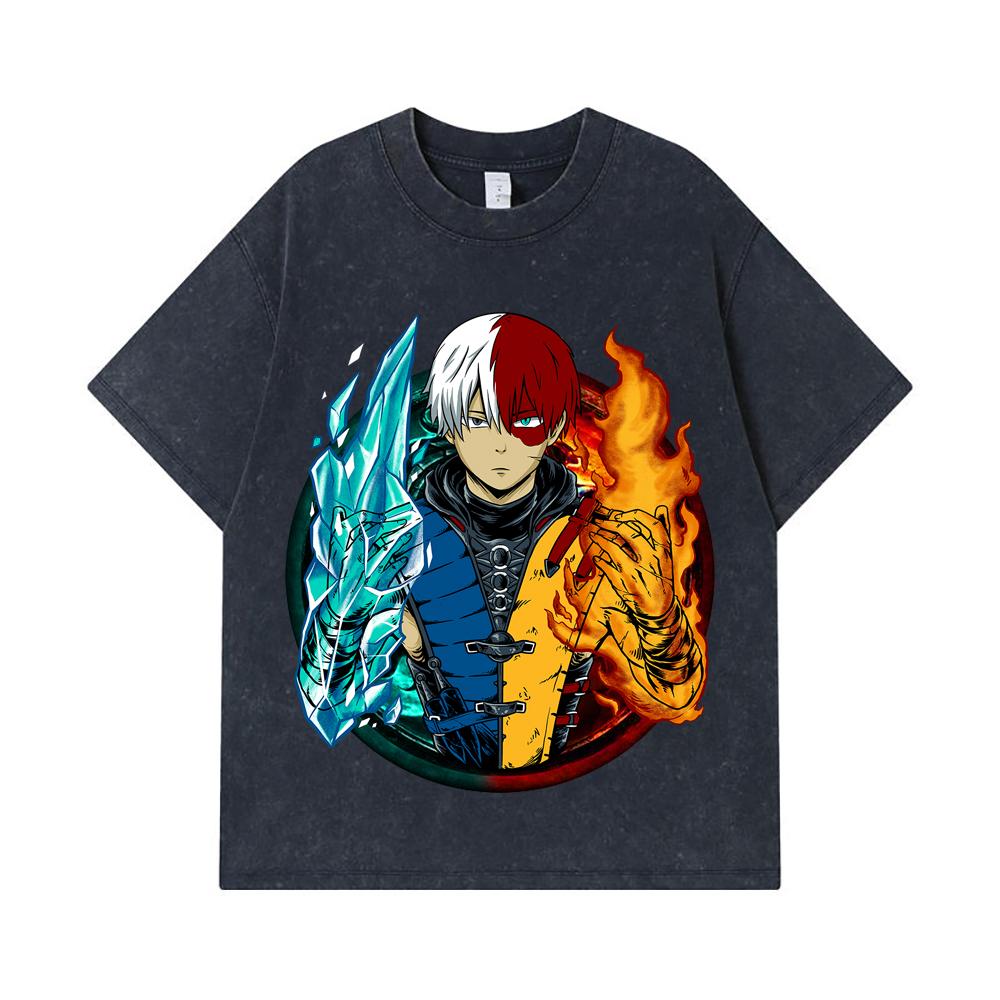 275 GSM Washed T-shirts 100% Cotton My Hero Academia V4 Shoto Print Unisex Heavy Cotton T Shirt