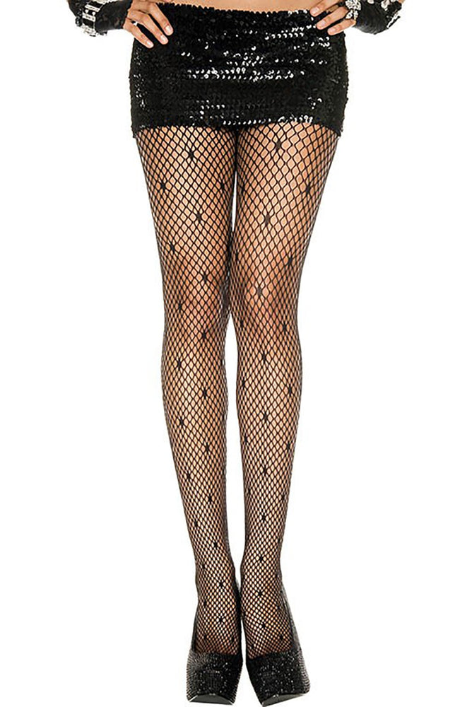 Collant En Fine Résille Forme Mini Losange Noir Mh5043 Blk