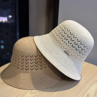 High-quality New Summer Knitted Fisherman Hat for Women, Hollowed-out Sun Protection Hat, Face-slimming Bucket Hat, Fresh and Stylish for Outings