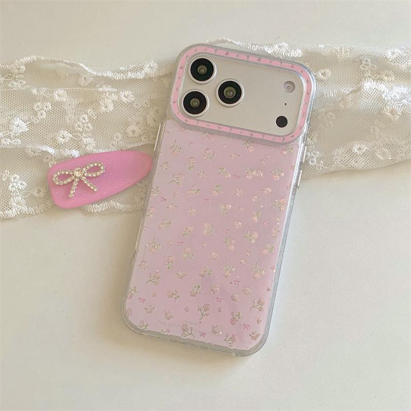 

Early Spring Pink Floral Sequin Bow Phone Case for iPhone 17/16 Pro Max/15/14 iPhone 16