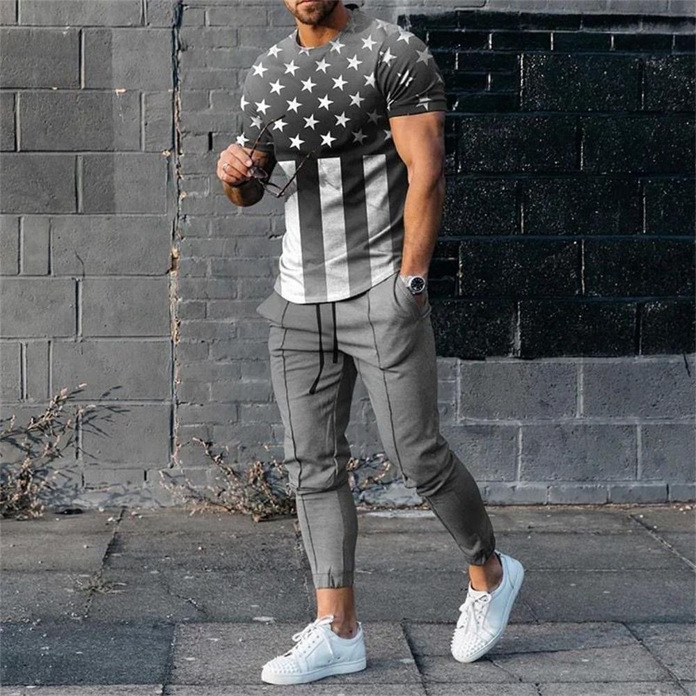 

Men T Shirt Pants 2 Piece Sets Sportswear Print Bad Boy O Neck T-shirts Trousers Suits Tracksuits Sweatpants Outfits Men Clothes S