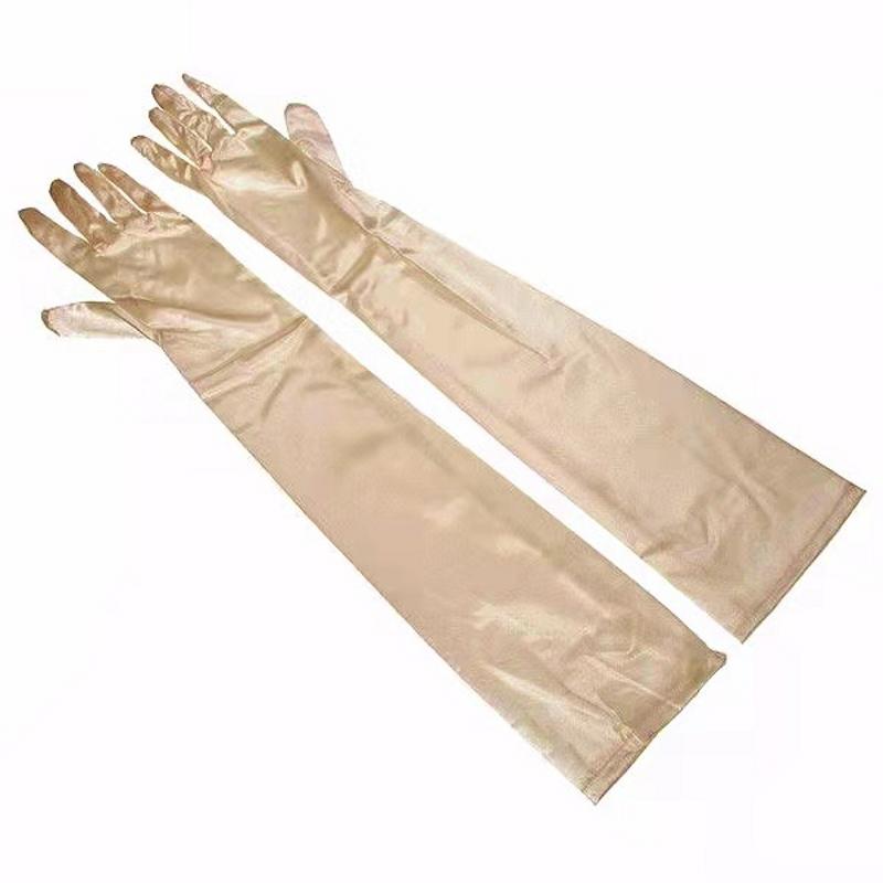 Damen 55cm Einfarbig Satin Vintage Oper Abendparty Lange Handschuhe Braut Hochzeit Prinzessin Geburtstagsparty Etikette Fäustlinge One Size