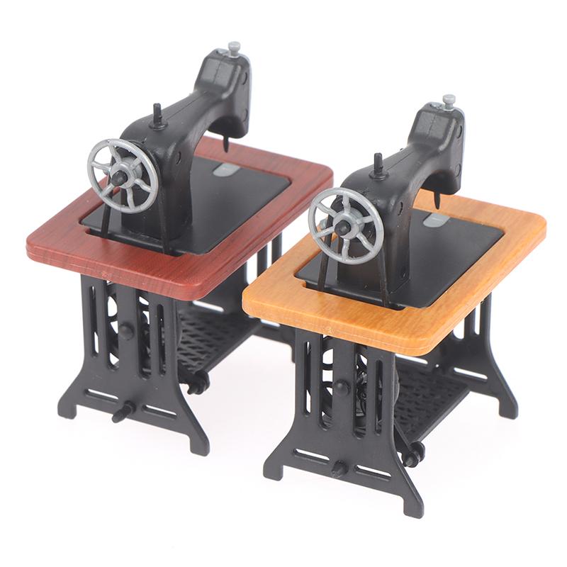 Bebek Evi Dekoru Minyatür Mobilya Ahşap Dikiş Makinesi İplik Makas Aksesuarları Bebek Evi İçin Kız Çocuk Oyuncakları