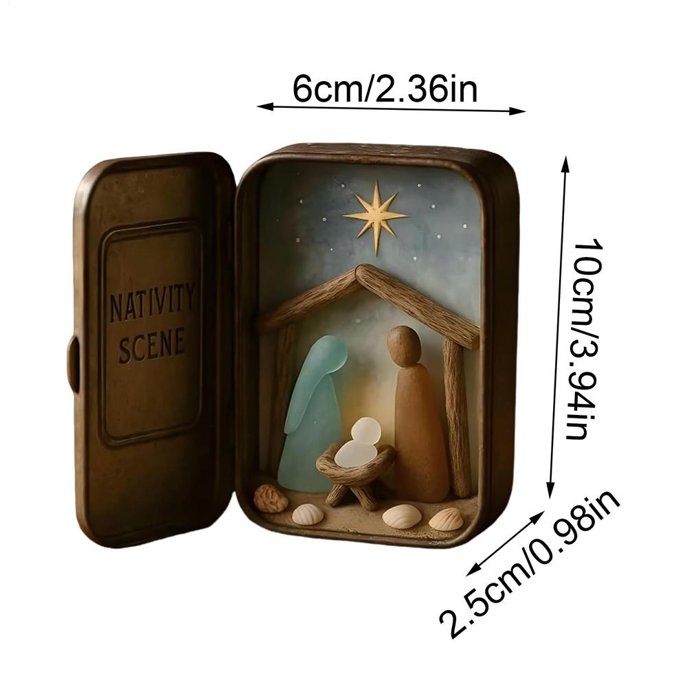 

NEW Nativity Figurines Handcrafted Religious With Sea Glass Mini Manger Nativity Scene Christmas Decor For Home Decor Desk Shelf