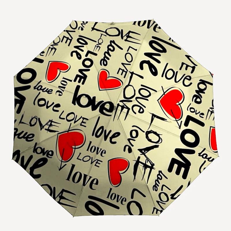 1pc Love Hearts Pattern Automatic Open/Close Umbrella, Compact Travel Umbrella, 8-Rib Sturdy Frame - Ideal Gift for Friends yy251118073