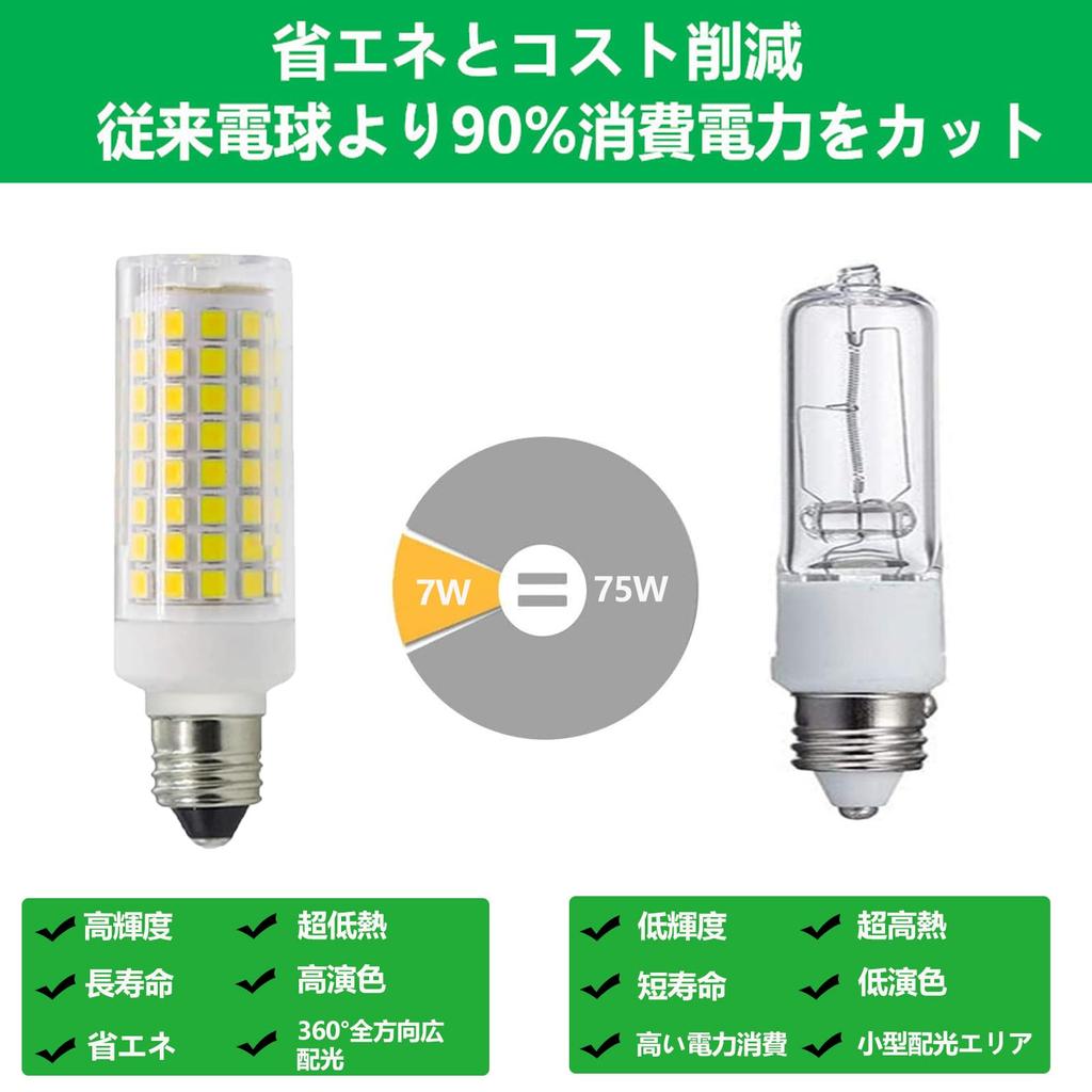 SZHZS 7W E11 LED-lampa, Dimbar, Motsvarar 75W, 700LM, E11-sockel, 11 mm diameter, AC 100V, Energibesparande, Hög ljusstyrka, PSE-certifierad (5,