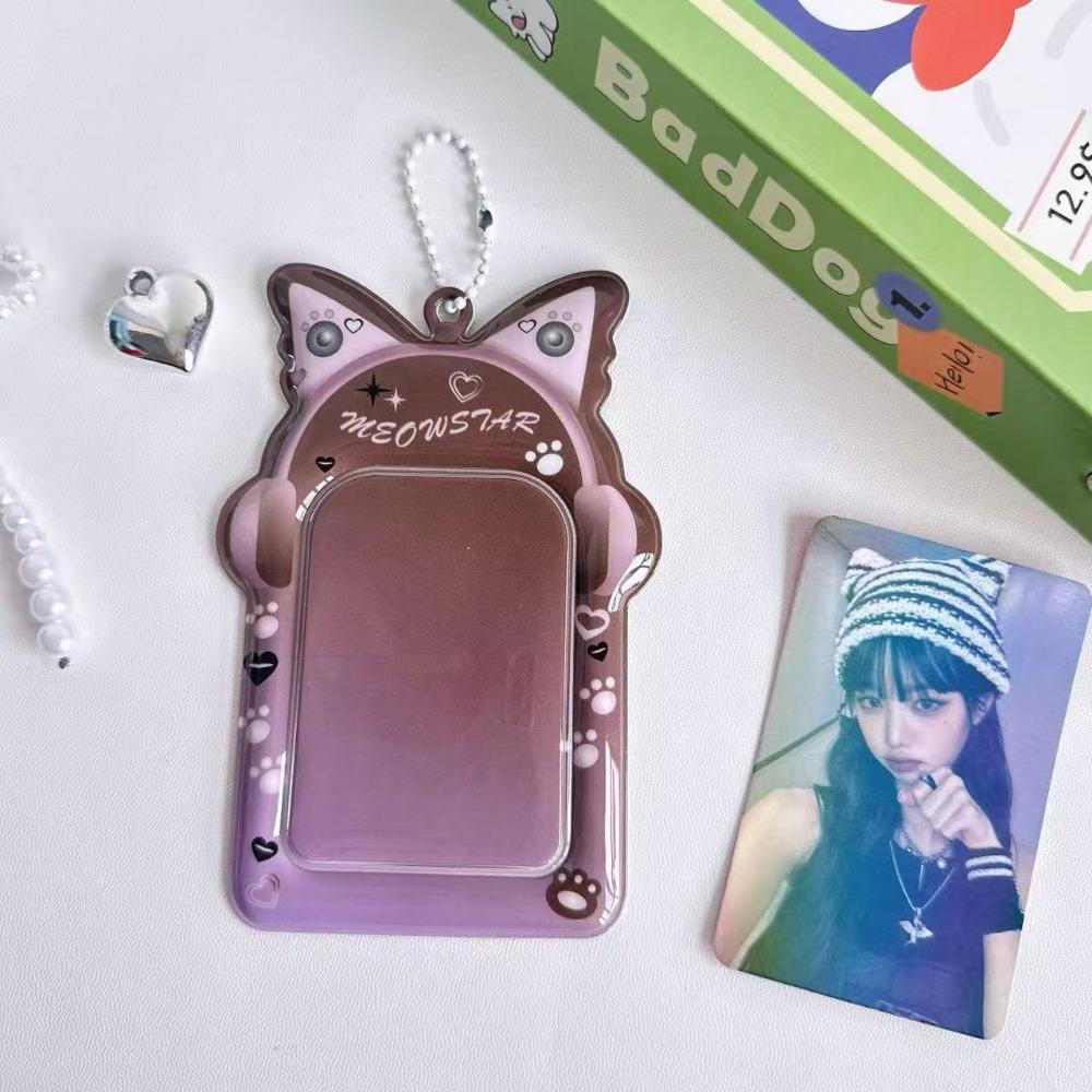 

New 3 Inch Kpop Photocard Holder Headphone Butterfly PVC Idol Photo Frame Storage Picture Display Cards Sleeve фіолетовий