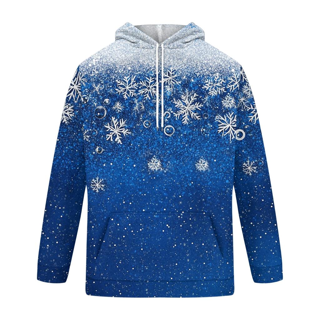 Men's Christmas Print Hoodie with Large Pockets, Casual Loose Fit Pullover for Holiday
