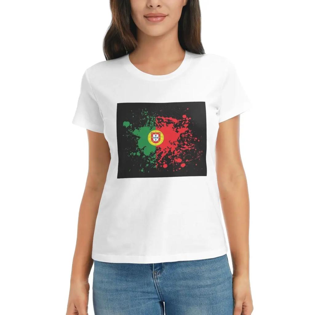 Women Tshirt Flag Of Portugal Summer Short Sleeve Tees Crew Neck Cotton T Shirts Clothes Tops Streetwear