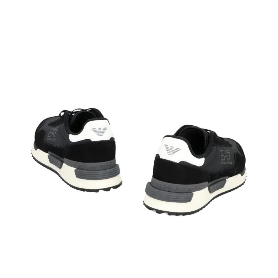 Emporio Armani EA7 Leather Lace-Up Round Toe Thick Sole Logo Detail Low-Top Lifestyle Sneakers Unisex sneakers Black 7X000380AF19175MC001