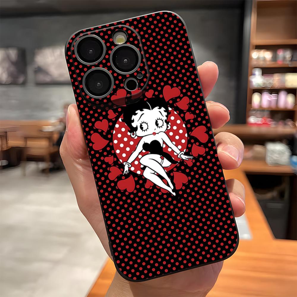 Cartoon B-Betty HOT B-Boop Handyhülle Für IPhone 17 Pro Max 15 Pro 16 14 Plus 12 13 Mini 11 Pro Stoßfeste Weiche Hülle