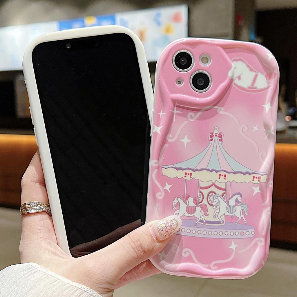 Carousel Silicone Case for Xiaomi Redmi Note 14 13 Samsung A56 A26 A36 Oppo A3 A5 Pro Tecno Spark 30C Funda Cartoon Lucky Dog Cover Soft TPU Bumper