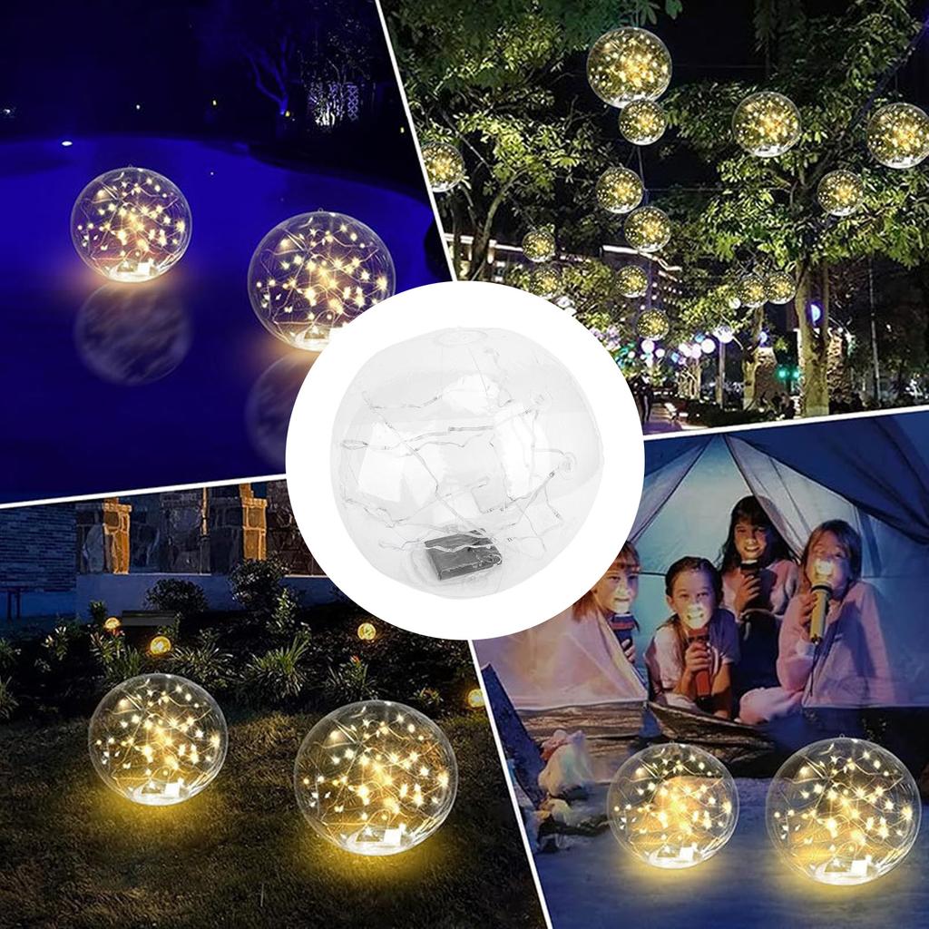 2pcs Floating Pool Lights Solar Powered 13.78in Inflatable Glow Balls for Pool Solar Floating