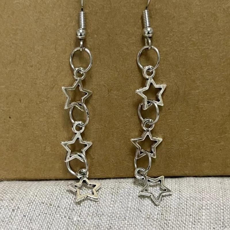 Sweet Cool Dangle Earrings Simple Hollow Star Pendant Drop Earrings Statement Jewelry Fashion Small Hoop Earrings