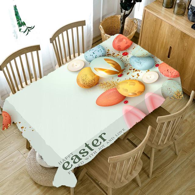Egg Bunny Print Bordsduk Glad påsk Bordsduk Fest Thanksgiving Julfest Bord Semesterdekoration Tillbehör