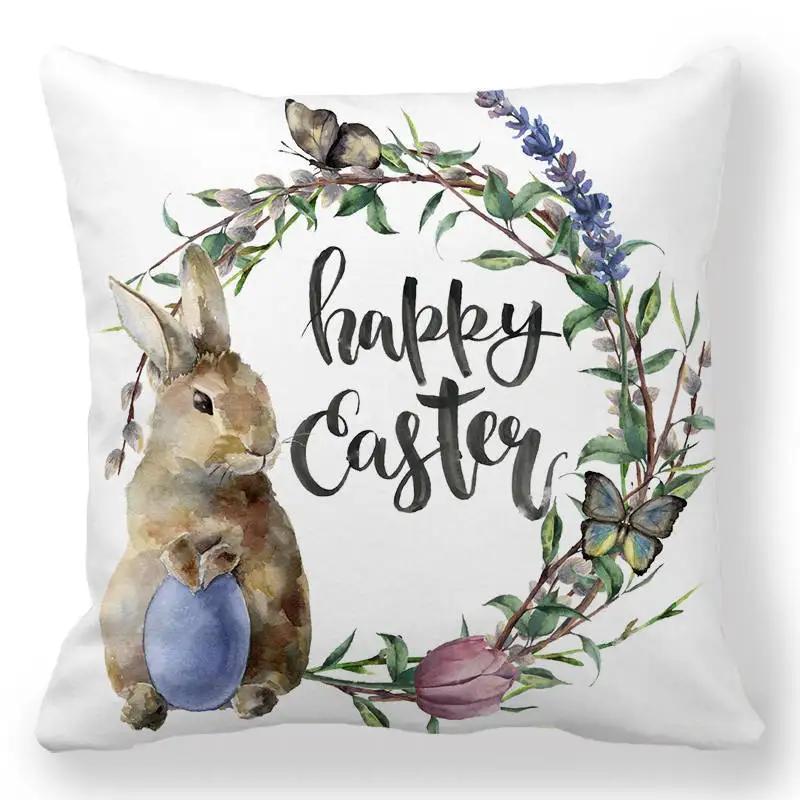 Easter Bunny Cushion Cover Easter EggHoliday Decoration Home Sofa Throw Pillowcase Easter Party Cushion Cover Square 45X45 Cm