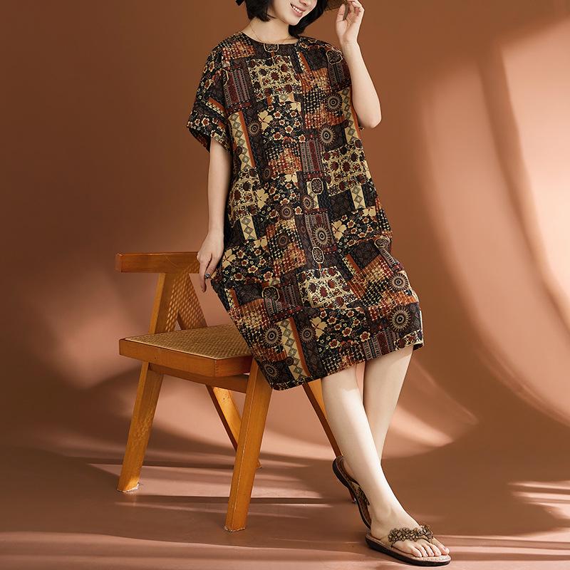2026 Plus Size Women s Cotton Linen Retro Artistic Ethnic Style Casual White Dress Plus Size