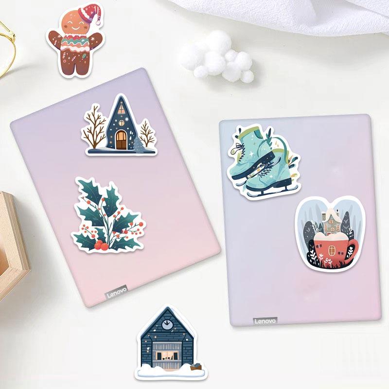 50Pcs Warm Winter Crystal Ball Christmas Tree Stickers Crafts Scrapbooking Book Label Decorative Sticker DIY Stationery Notebook Decals