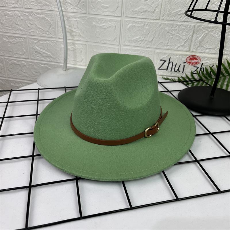 French Top Hat Men's Autumn and Winter Big Edge Hat Back Edge Felt Hat Panama Flat Edge Jazz Hat British Hat Wool Hat