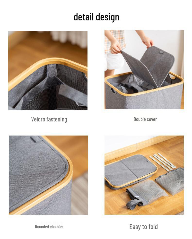 Faltbarer Bambus-Wäschekorb mit Deckel - Staubdicht & Großes Fassungsvermögen