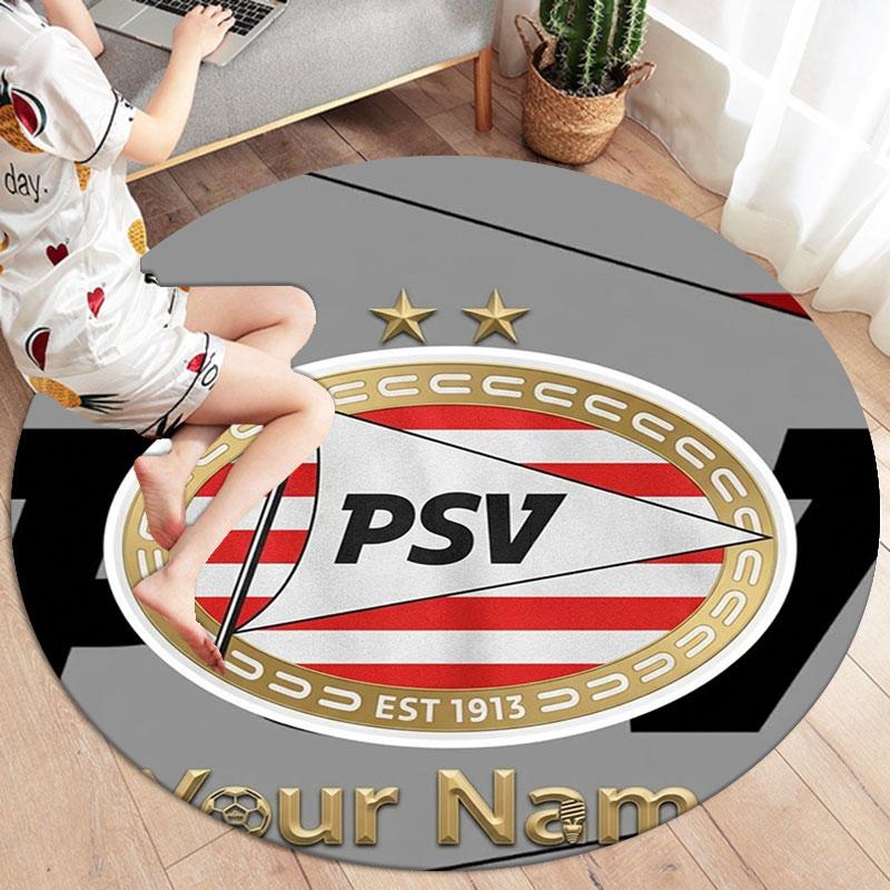 Philips Sport Vereniging Custom Name Round Area Rug,Carpet Rug for Living Room Bedroom Sofa Playroom Decor,Non-slip Floor Mat