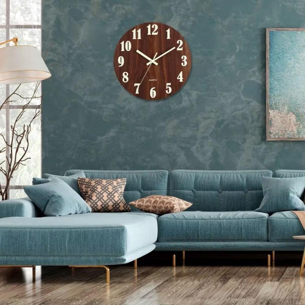 Wood Grain Luminous Wall Clock Fashion Quartz Wall Clock Silent Digital Clock  Wall Decor