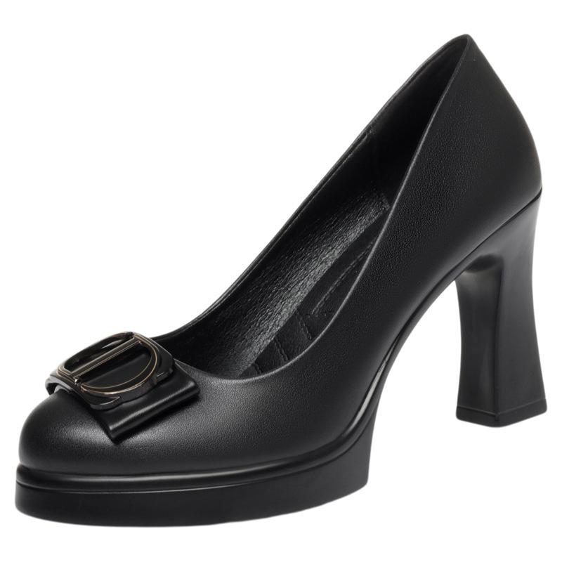 Cheongsam Shoes For Women With Wide-Leg Pants Shoes Single Shoes Catwalk High Heels Without Tiring Feet Women's Leather Shoes