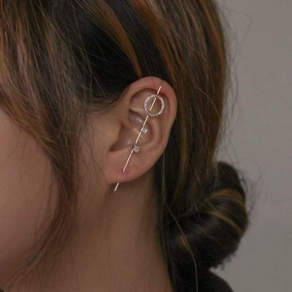 Cubic One Two Earring Hook Small Silver Earrings