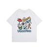 Women Unisex Sunny Vacation Beach Doodle TShirt Surfboard Ice Cream Print Oversize Cotton Short Sleeve Casual White Tee Top