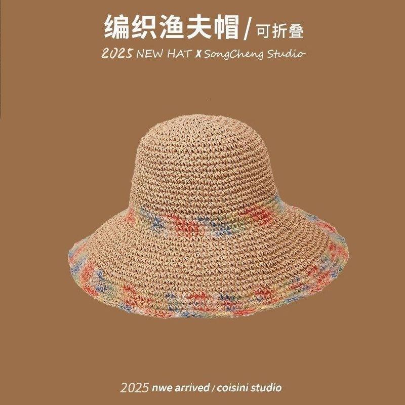 Lace Straw Sun Hat Children's Large Brim Summer Breathable Straw Hat Seaside Full Face Shading Sun Protection Hat Tide