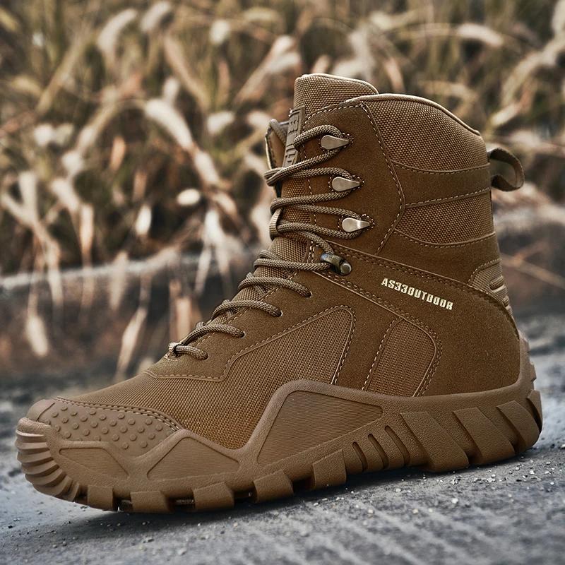Fashion Men Tactical Boots Lace Up Waterproof Climbing Hiking Shoes Motorcycle Training Army High Quality Hunting Unisex Desert Boot