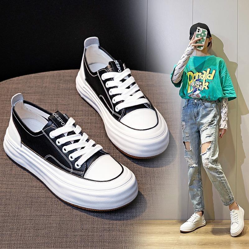Little White Shoes Women's Leather Spring New Flat Casual Shoes Versatile Board Shoes Women's Sports Shoes