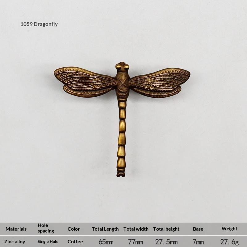 1Pcs Retro Dragonfly Shape Cabinet Drawer Knobs Vintage Metal Furniture Handles For Wardrobe Closet Drawer Hardware Decor