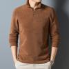 Autumn and Winter Men's Wear New Stand Collar Half Zip Sweater Young and Middle-Aged Velvet Thickened Bottoming Shirt
