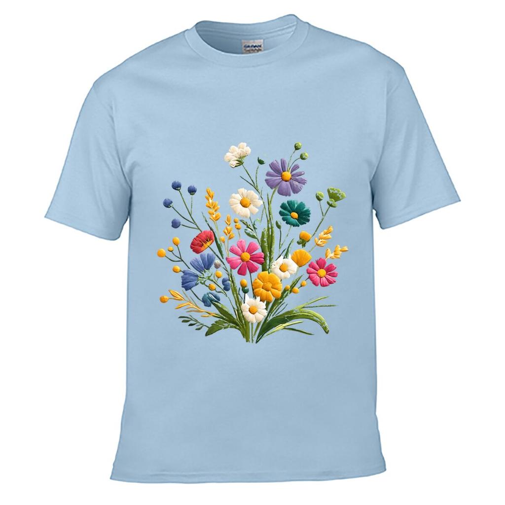 Wildflower Bouquet Colorful Mixed Flowers Botanical Floral Graphic Unisex Summer Tshirt Top