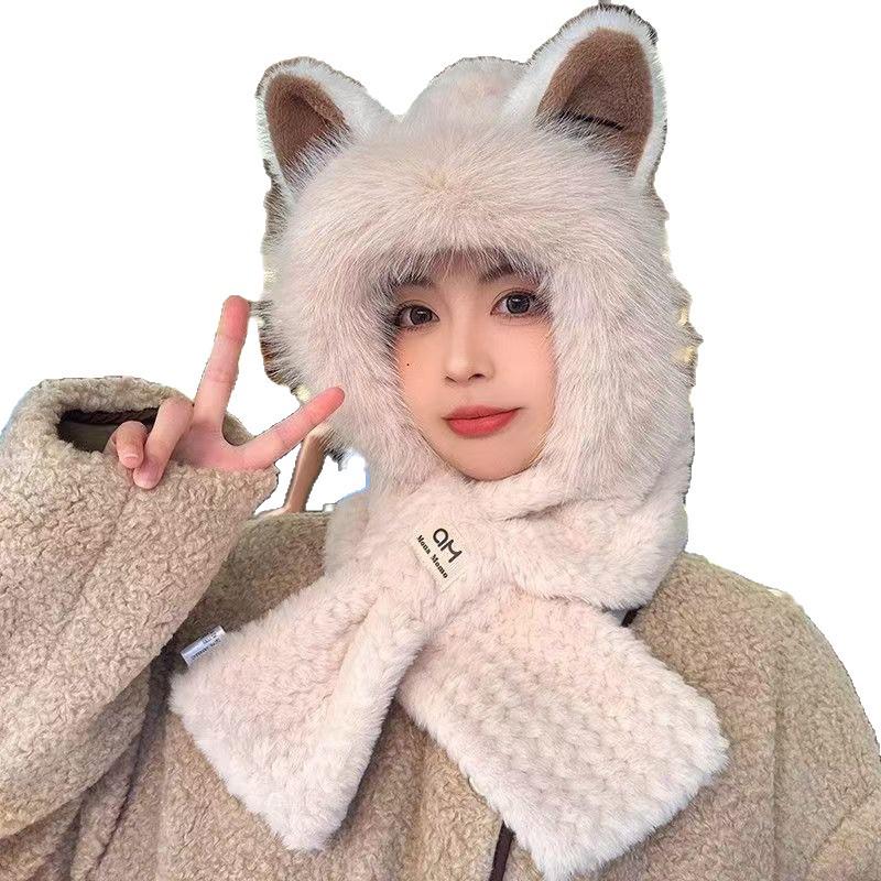 Cozy Fox Ear Hat & Scarf - Thick Plush Winter Warmer with Ear Protection