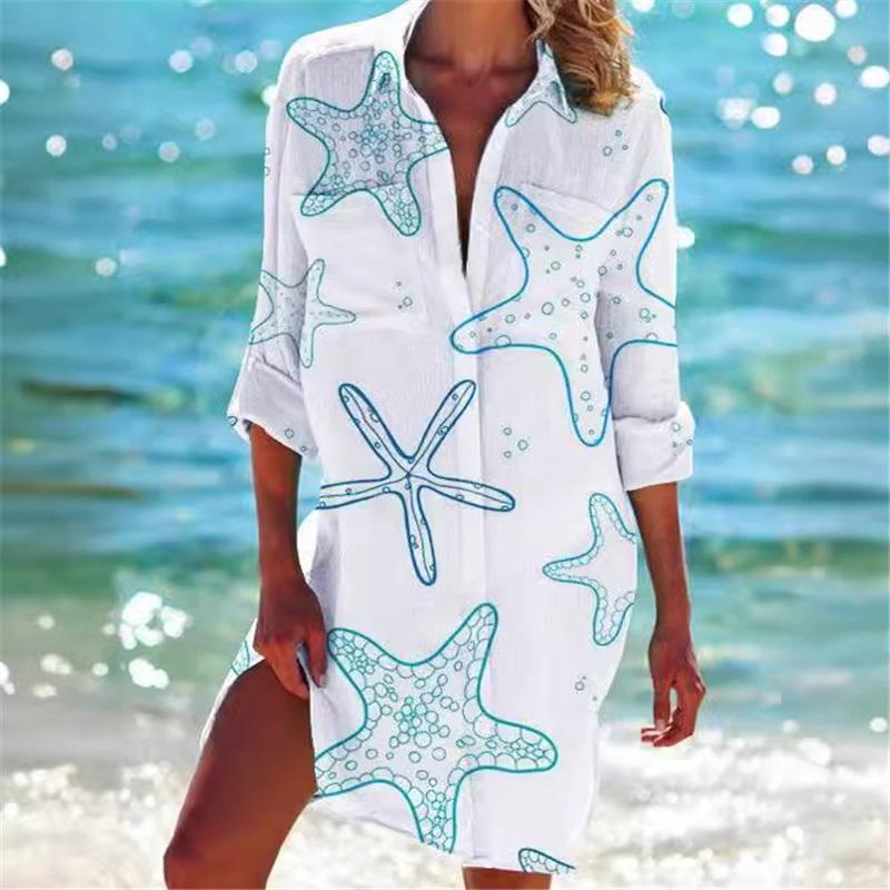 Women's Bikini Cover Up Shirt Swimwear Cardigan Printed Vacation Beach Sexy And Stylish Beachwear Ideal For Summer Pool And Beach Activities