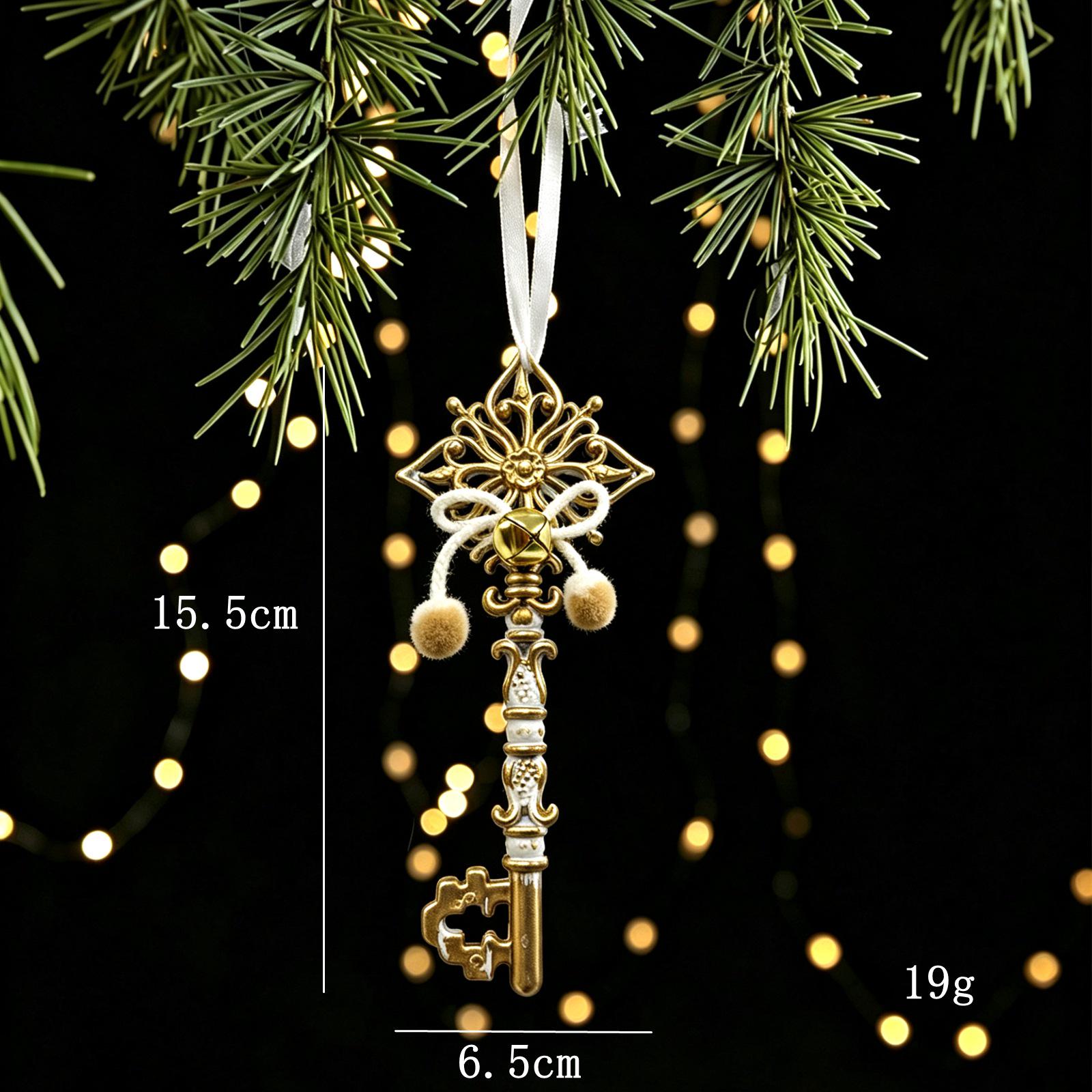 White Gold Retro Christmas Tree Ornaments: Snowflake & Reindeer Decorations.