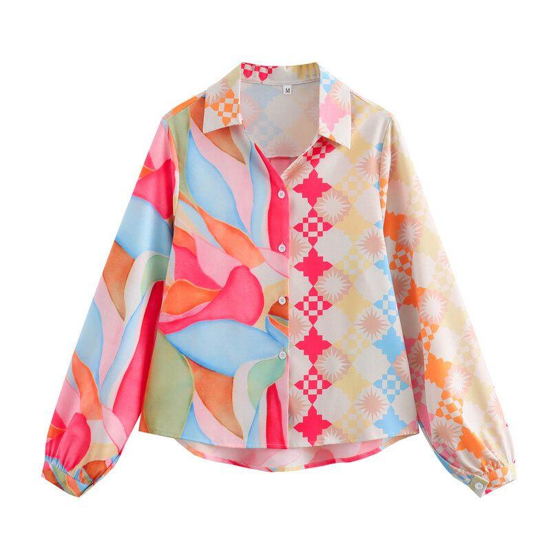 Fashion Style 2024 Summer New Arrival Women's Clothing Slim Looking Elegant All-Matching Printed Long Sleeves Shirt High Waist Pants