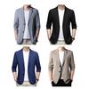 Men Suit Coat Lapel Long Sleeve Buttons Placket Suit Jacket with Pockets Solid Color Sun Protection Thin Business Outerwear